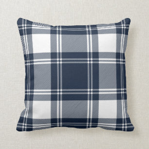 Almofada Branco azul escocês na moda da xadrez de Tartan
