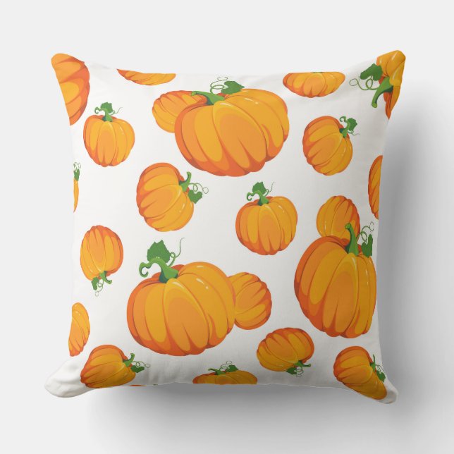 ALMOFADA BRANCO COM PUMPKINS DE LARANJA HALLOWEEN (Frente)