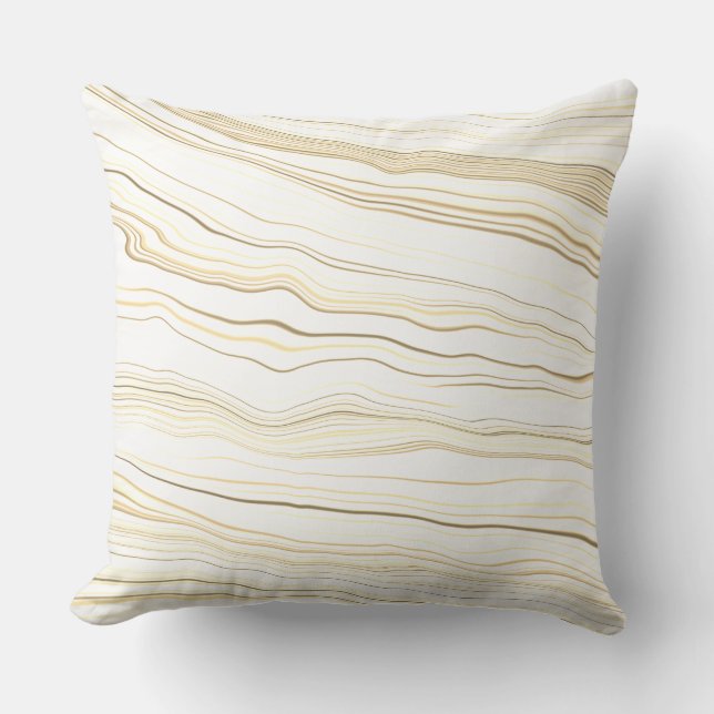 Almofada Branco Contemporâneo, Padrão de Linho Bege (Frente)
