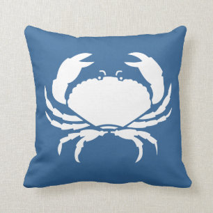 Almofada BRANCO CRAB no travesseiro azul