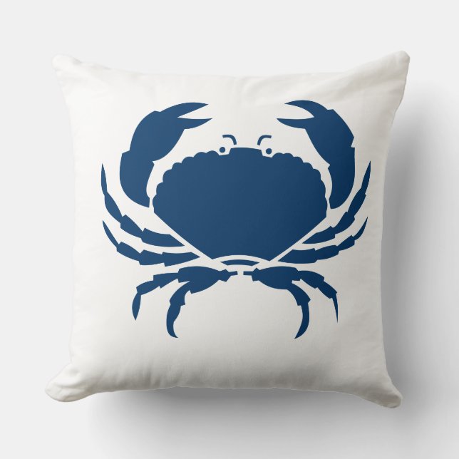 Almofada BRANCO CRAB no travesseiro azul escuro (Frente)