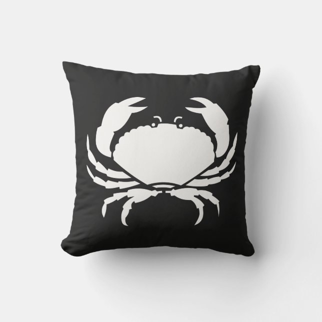Almofada BRANCO DE CRAB em Na moda NEGRO, as tiras modernas (Frente)