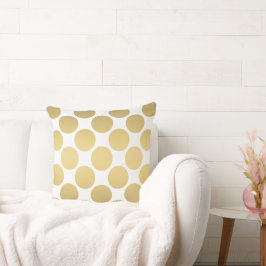 Almofada Branco de padrão Bolinhas Dourado grande
