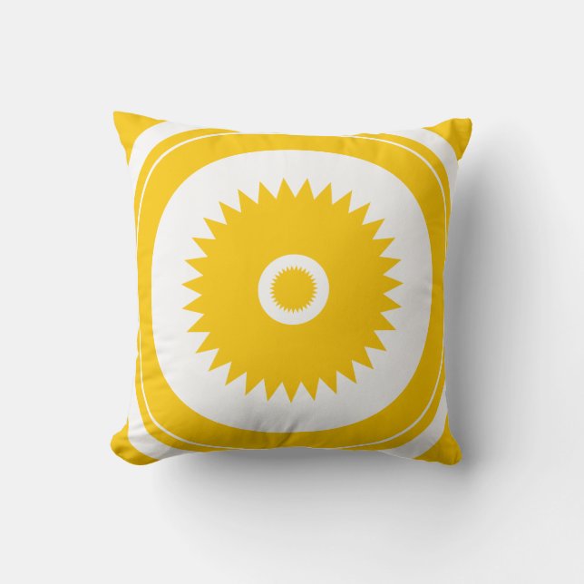 Almofada Branco do amarelo da estrela de Sun (Frente)