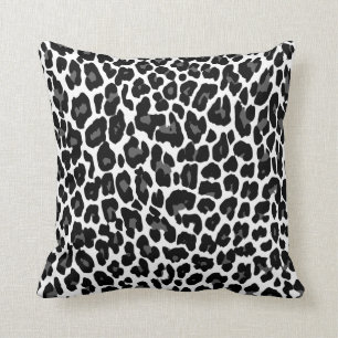 Almofada Branco do leopardo do carvão vegetal