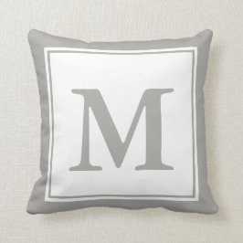 Almofada Branco e Cinzas Monogramas Personalizados