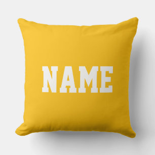 Almofada Branco Esportivo em Amarelo Dourado Brilhante