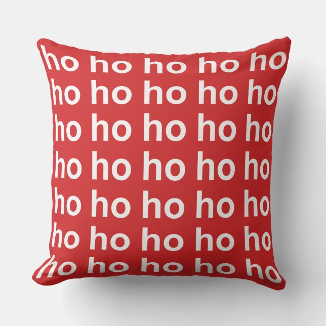 Almofada Branco Ho-Ho no Natal Vermelho (Frente)