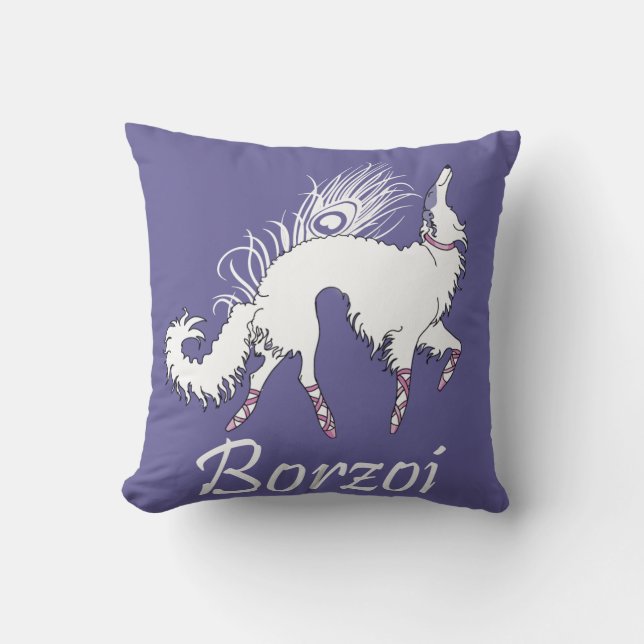 Almofada Branco-Lavanda do Borzoi do balé (Frente)
