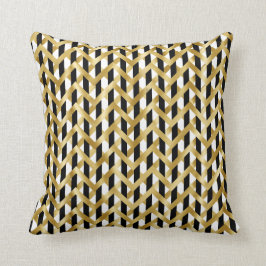 Almofada Branco preto de ouro moderno tece simétrico elegan