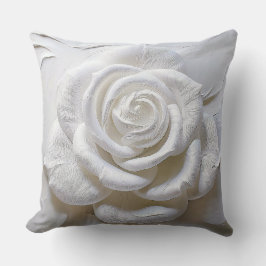 Almofada Branco sobre Branco - Rosa Esculpida