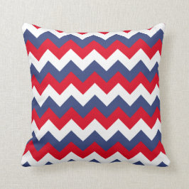 Almofada Branco vermelho e Zigzag azul
