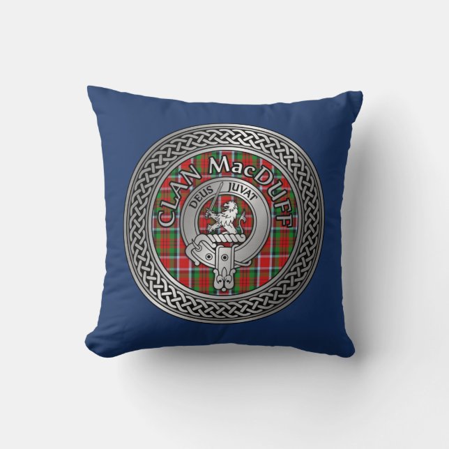 Almofada Brasão do Clã MacDuff & Nó Tartan (Frente)