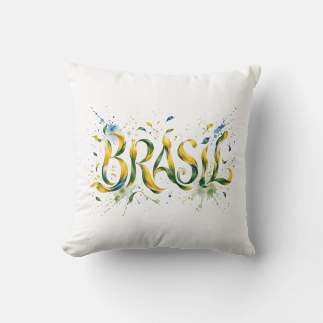 Almofada Brasil Watercolor Splatter Artistic  (Frente)