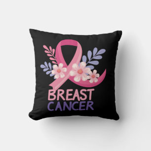 Almofada Breast Cancer Awareness Ribbon Floral Art