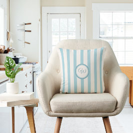 Almofada Breezy Stripes em Vintage Azul Pálido com Inicial