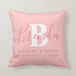 Almofada Brenda nome que significa monograma de cor laranja