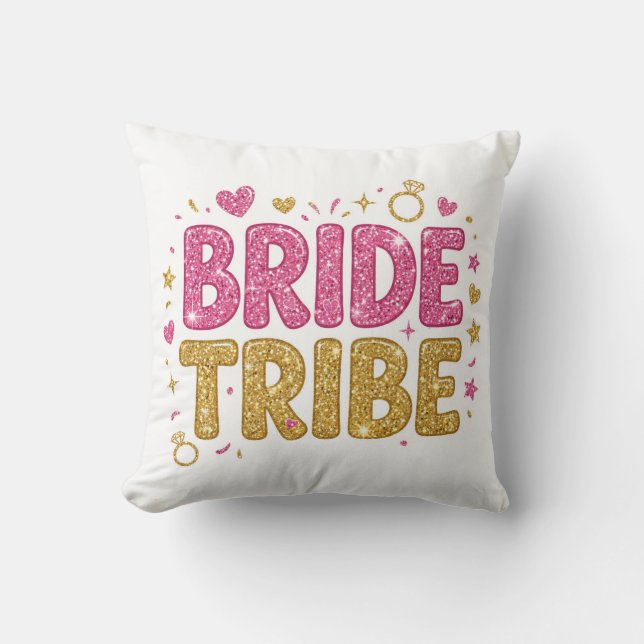 Almofada Bride Tribe Glitter Throw Pillow (Frente)