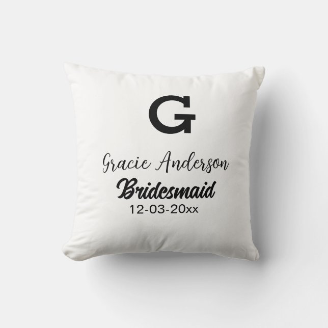 Almofada Bridesmaid adiciona nome monograma simples e moder (Frente)
