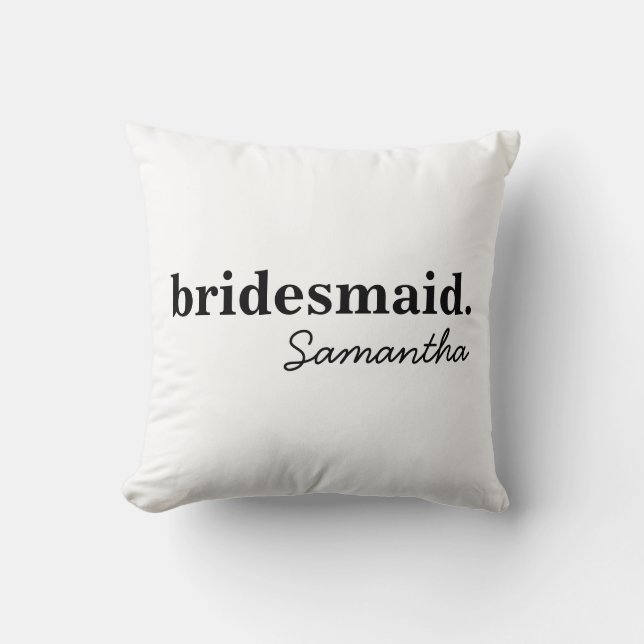 Almofada Bridesmaid do Chá de panela Moderno Personalizado (Frente)