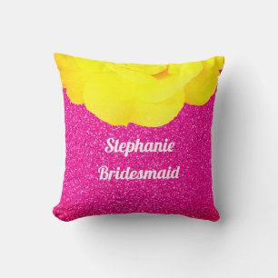 Almofada Bridesmaid Rosa-Rosa-Glusca Casamento Amarelo-Flor