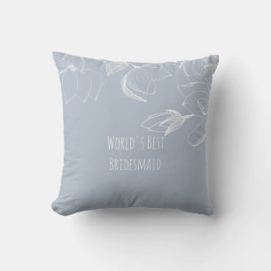 Almofada BRIDESMAIDS GIFTS DEMONSTROU Azul Magnolias Branca