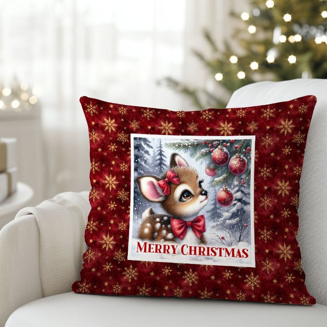 Almofada Bright Baby Fawn Winter Scene Kids Room Decor Xmas (Bright Baby Fawn Winter Scene Kids Room Decor Christmas Pillow

)