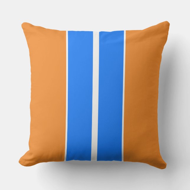 Almofada Bright Blue Racing Strips Em Laranja Negrito (Frente)