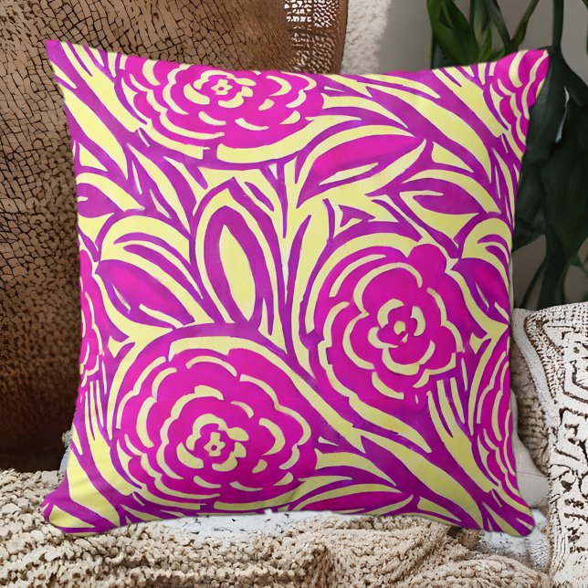 Almofada Bright Boho Floral Swirl Watercolor (Criador carregado)