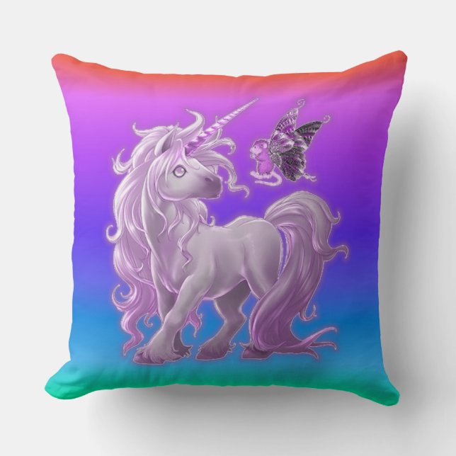 Almofada Bright Pastel Rainbow Pink Unicorn (Frente)