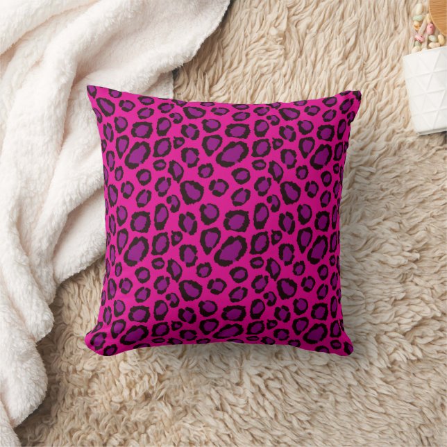 Almofada Bright Pink And Purple Leopard Print Pattern (Cobertor)