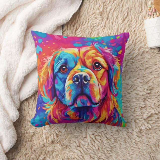 Almofada Bright Pup: Design Colorido De Cachorro (Cobertor)