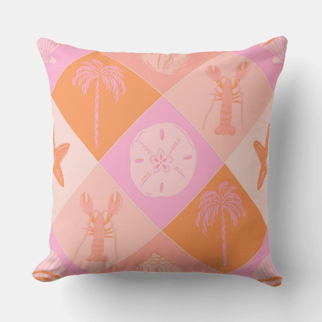 Almofada Bright & Trendy Beach Patchwork Throw Pillow  (Frente)