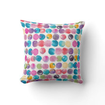Bright Watercolor Throw Pillow – Colorful Abstract