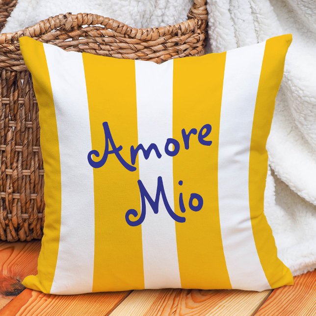 Almofada Bright Yellow Orange Stripes | Amore Mio (Criador carregado)
