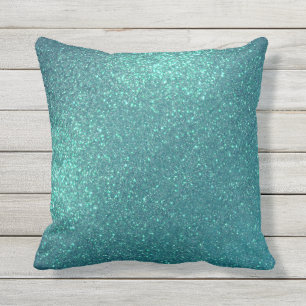 Almofada Brilhante Azul-Teal Elegante Chic