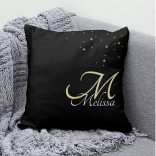 Almofada Brilhante Dourada Esmaecida + Monograma Dourado em