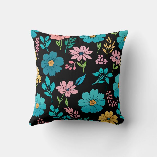 Almofada Brilhantes Whimsical em Midnight Blackground (Verso)