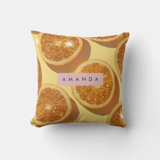 Almofada Brilho de Laranja Personalizado com Faísca de Citr (Frente)