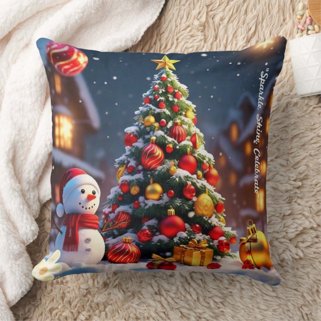 Almofada "Brilho Dourado de Natal" (Cobertor)