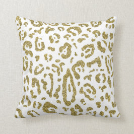 Almofada Brilho Dourado Estampa Animal Onça Branca Leopardo