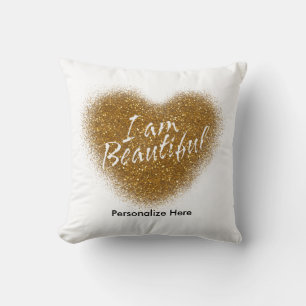 Almofada Brilho Dourado EU SOU travesseiro decorativo