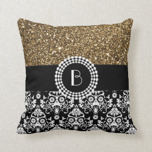Almofada Brilho e cor damasco elegantes com monograma