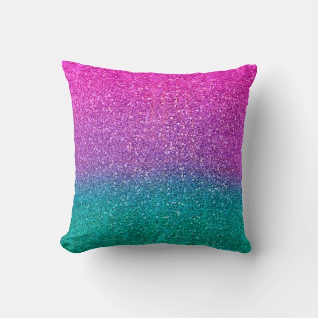 Almofada Brilho Espelhado Rosa Azul Turquesa e Roxo (Frente)
