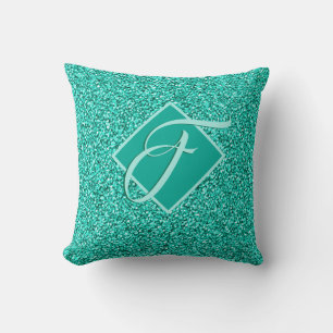 Almofada Brilho Glam Turquesas Azul Glitter Monogramado