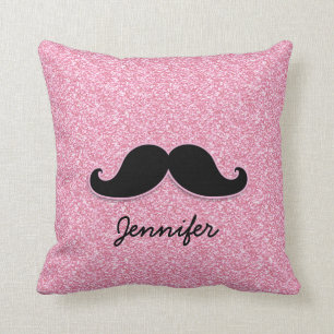 ALMOFADA BRILHO PRETO FEMININO DO ROSA DO BIGODE IMPRESSO