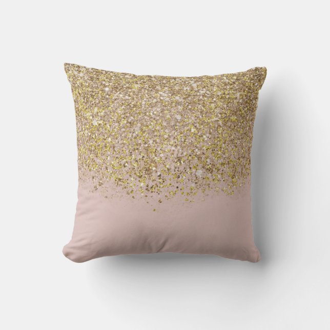 Almofada Brilho Rosa e Dourado Moderno Chique Glamouroso (Frente)