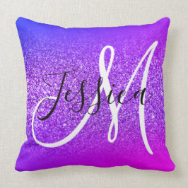 Almofada Brilho Violeta Falso Glitter Miami Ombre Monograma