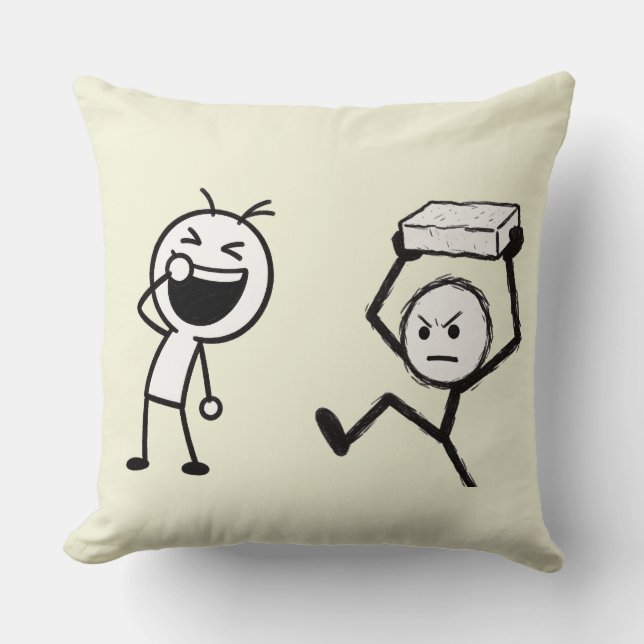 Almofada Brincadeira de boneco de palito engraçada  (Frente)