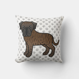 Almofada Brindle English Mastiff Cute Cartoon Dog & Paws
